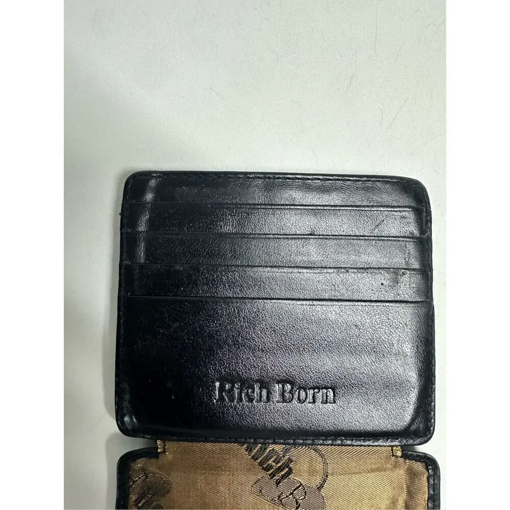 Rich Born Black Leather 12 Slides Cardholder ID Holder